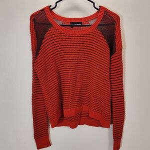 The Kooples Red Textured Pullover Sweater Mesh Details - M